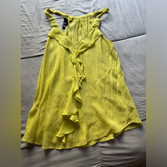Iz Byer Tops - Yellow Ruffle-Trim Sleeveless Top